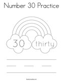 Number 30 Practice Coloring Page