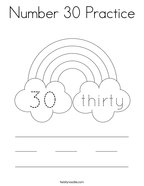 Number 30 Practice Coloring Page