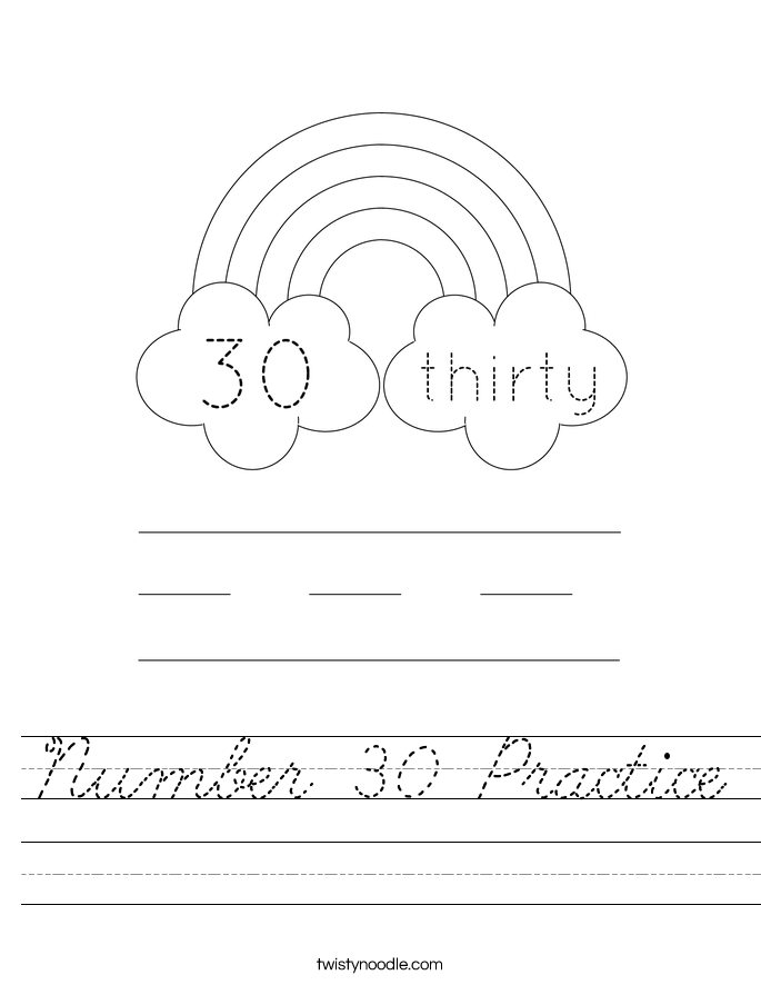 Number 30 Practice Worksheet