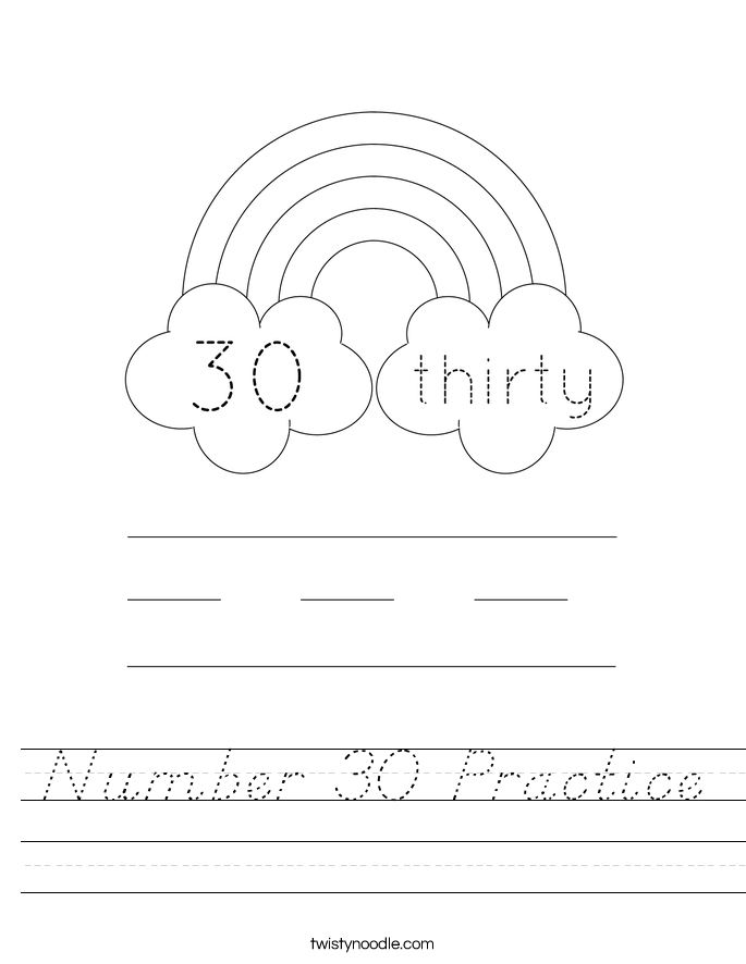Number 30 Practice Worksheet