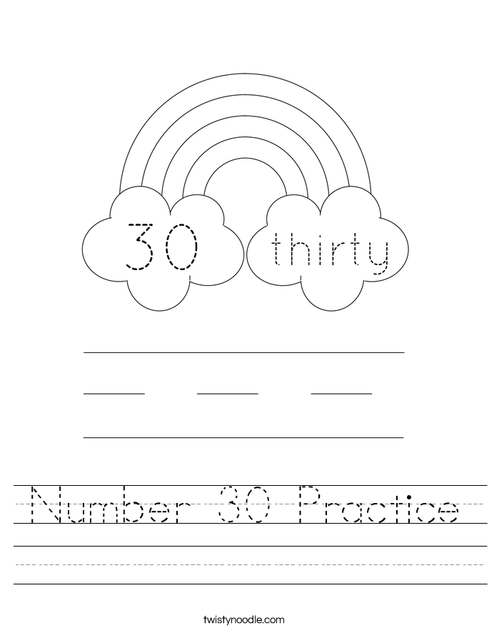 Number 30 Practice Worksheet