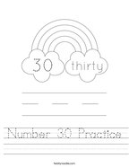Number 30 Practice Handwriting Sheet