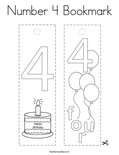 Number 4 Bookmark Coloring Page