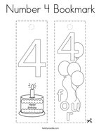 Number 4 Bookmark Coloring Page