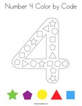 Number 4 Color by Code Coloring Page