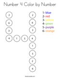 Number 4 Color by Number Coloring Page