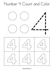 Number 4 Count and Color Coloring Page