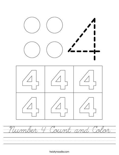 Number 4 Count and Color Worksheet