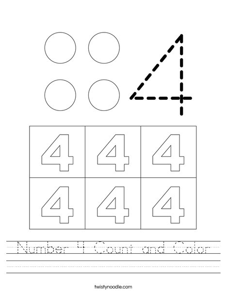 Number 4 Count and Color Worksheet