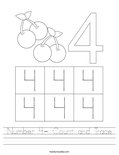 Number 4- Count and Trace Worksheet