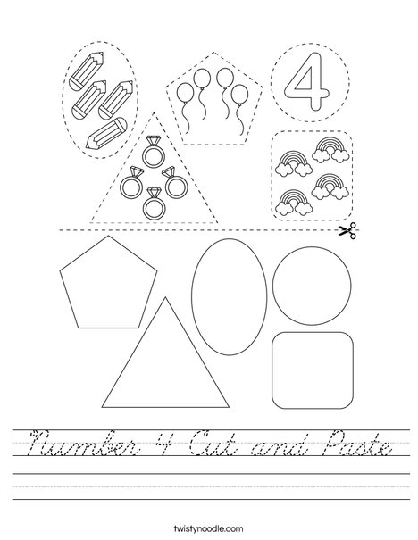 Number 4 Cut and Paste Worksheet