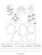 Number 4 Cut and Paste Handwriting Sheet