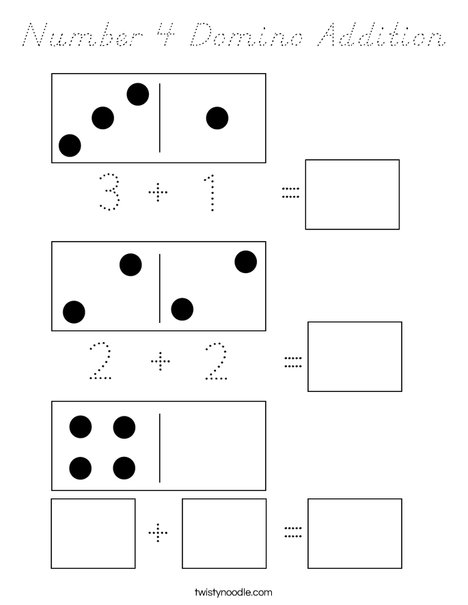 Number 4 Domino Addition Coloring Page