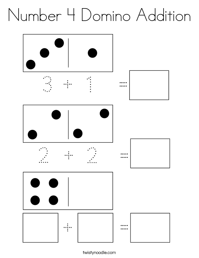 Number 4 Domino Addition Coloring Page