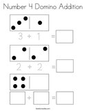 Number 4 Domino Addition Coloring Page
