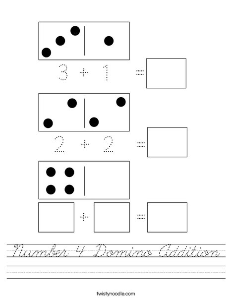 Number 4 Domino Addition Worksheet