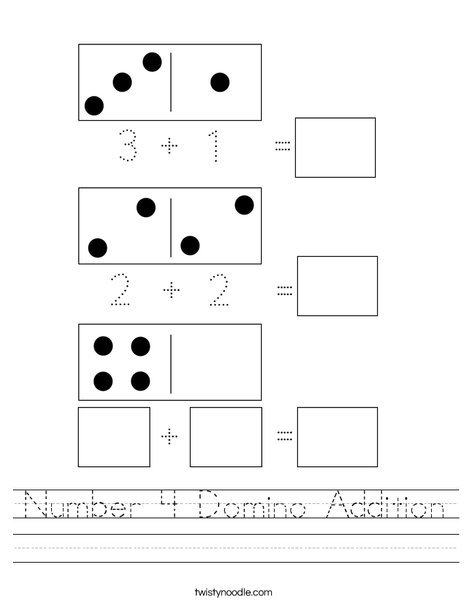 Number 4 Domino Addition Worksheet
