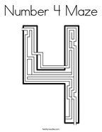 Number 4 Maze Coloring Page