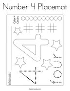 Number 4 Placemat Coloring Page