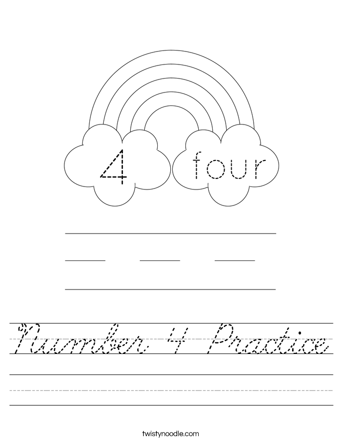 Number 4 Practice Worksheet