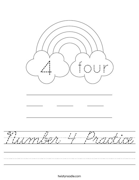 Number 4 Practice Worksheet