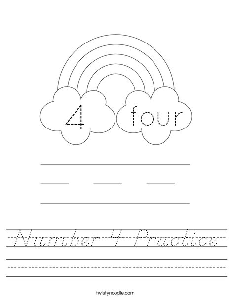 Number 4 Practice Worksheet