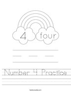 Number 4 Practice Handwriting Sheet