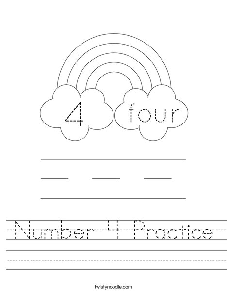 Number 4 Practice Worksheet Twisty Noodle Number 4 Practice Worksheet Twisty Noodle