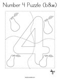 Number 4 Puzzle (b&w) Coloring Page