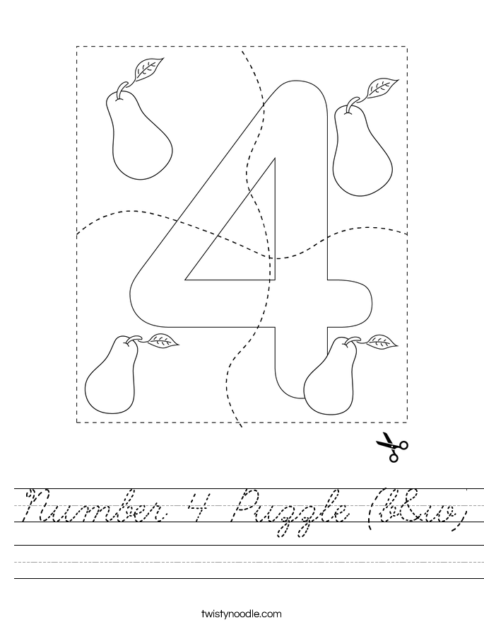 Number 4 Puzzle (b&w) Worksheet