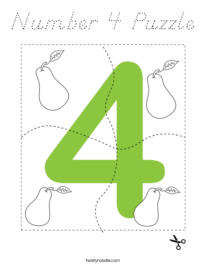 Number 4 Puzzle Coloring Page