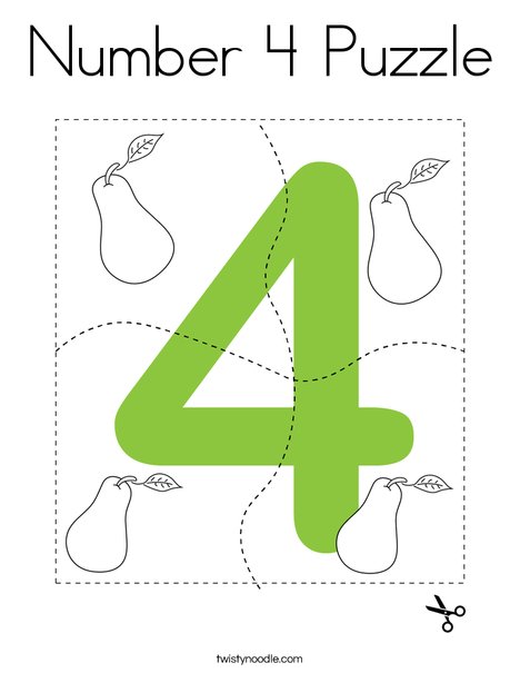 Number 4 Puzzle Coloring Page