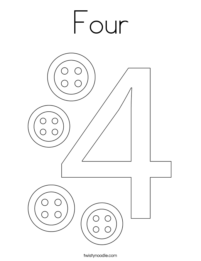 Number 4 Four coloring page | Coloring pages
