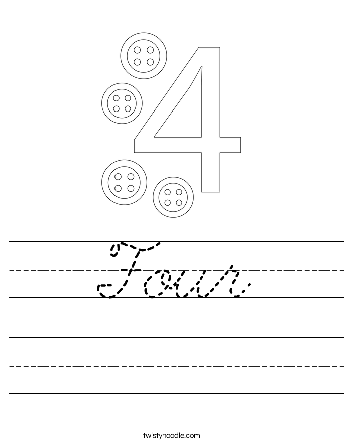 four worksheet cursive twisty noodle