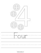 worksheet for kindergarten number 4 Four Handwriting Sheet