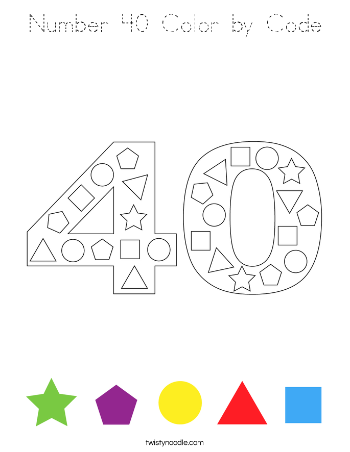 Number 40 Color by Code Coloring Page