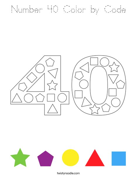 Number 40 Color by Code Coloring Page