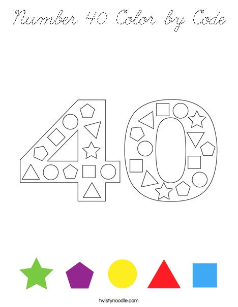 Number 40 Color by Code Coloring Page