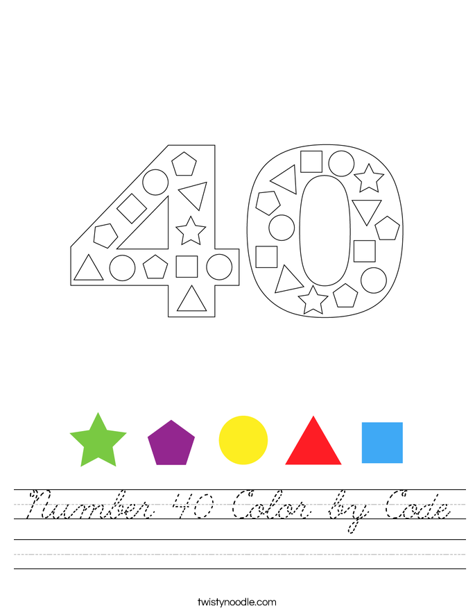 Number 40 Color by Code Worksheet
