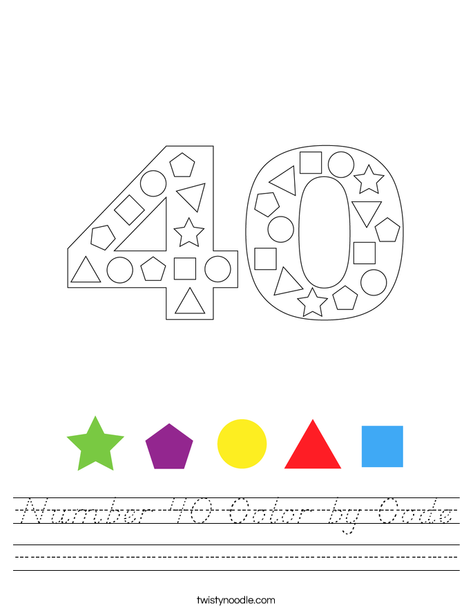 Number 40 Color by Code Worksheet