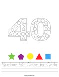 Number 40 Color by Code Worksheet