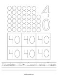 Number 40- Count and Trace Worksheet