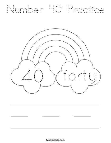 Number 40 Practice Coloring Page