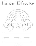 Number 40 Practice Coloring Page