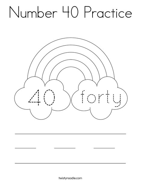 Number 40 Practice Coloring Page