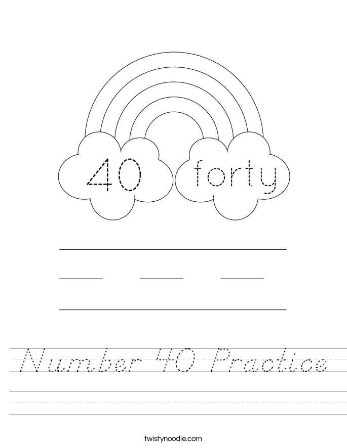Number 40 Practice Worksheet