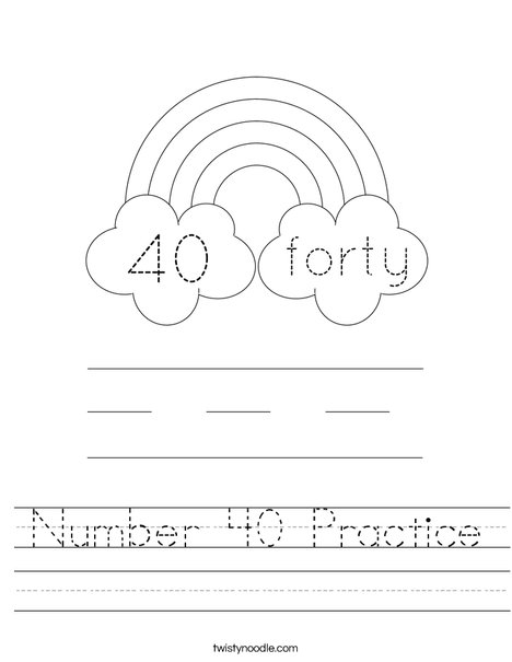 Number 40 Practice Worksheet