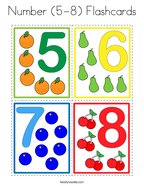 Number (5-8) Flashcards Coloring Page