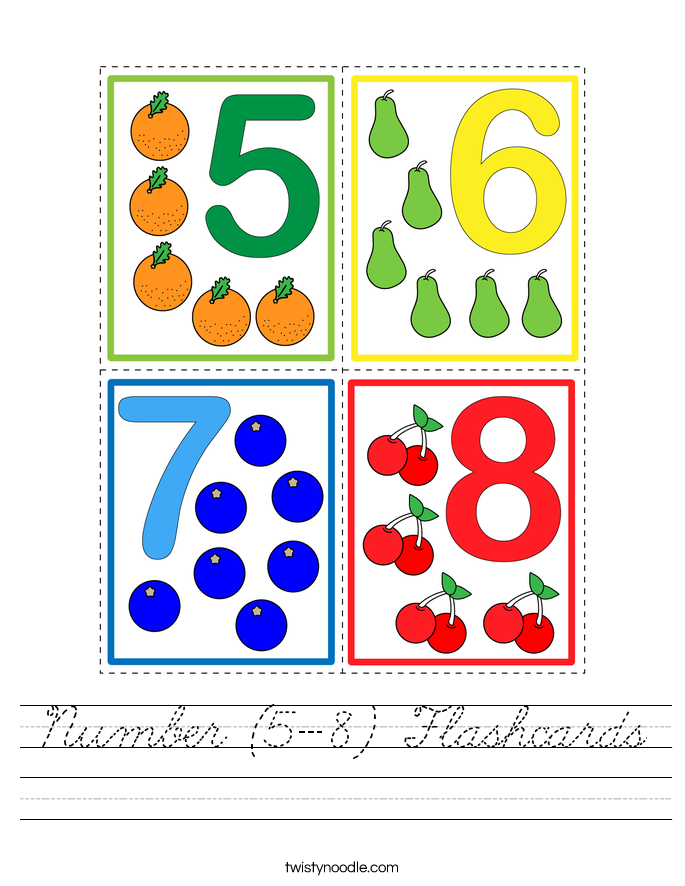 Number (5-8) Flashcards Worksheet