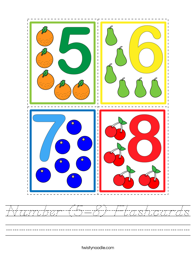 Number (5-8) Flashcards Worksheet